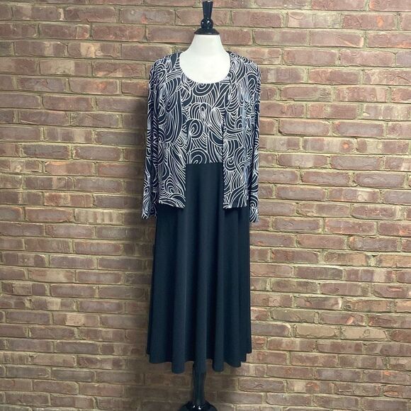 K & Company Black & White 2pc Dress Size 14 - Picture 2 of 7